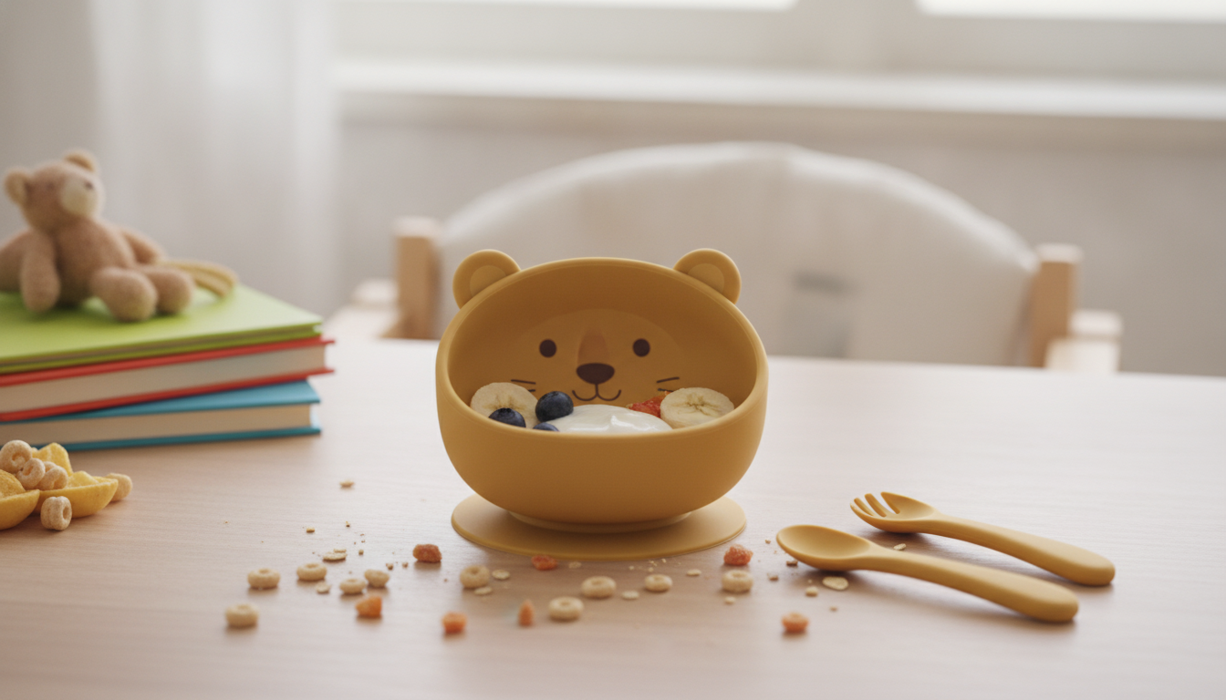 Lion Suction Bowl Baby Silicone Feeding Set (3-Piece)