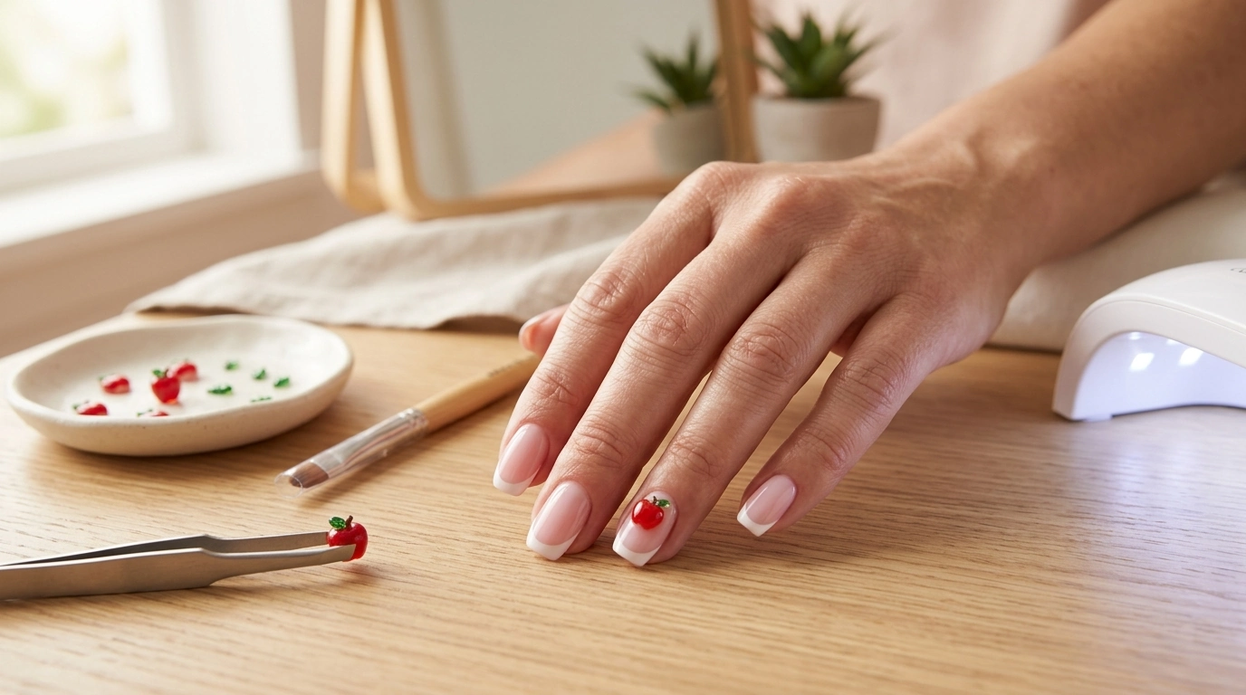 20 Red 3D Apple Nail Charms for DIY Cute Manicures