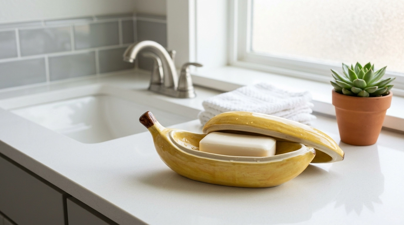Ceramic Banana Soap Box: Cute Covered Bar Soap Storage