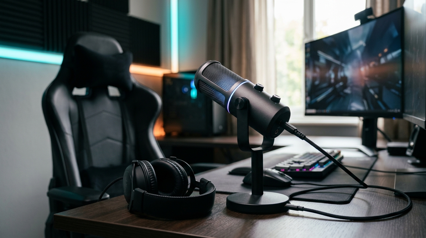 RGB USB-C Gaming Mic: Mute Button + Zero-Latency Monitor