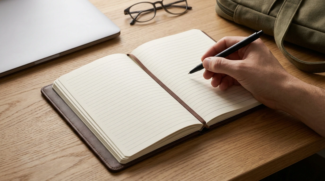 A5 PU Leather Notebook: 200 Thick Lined Pages