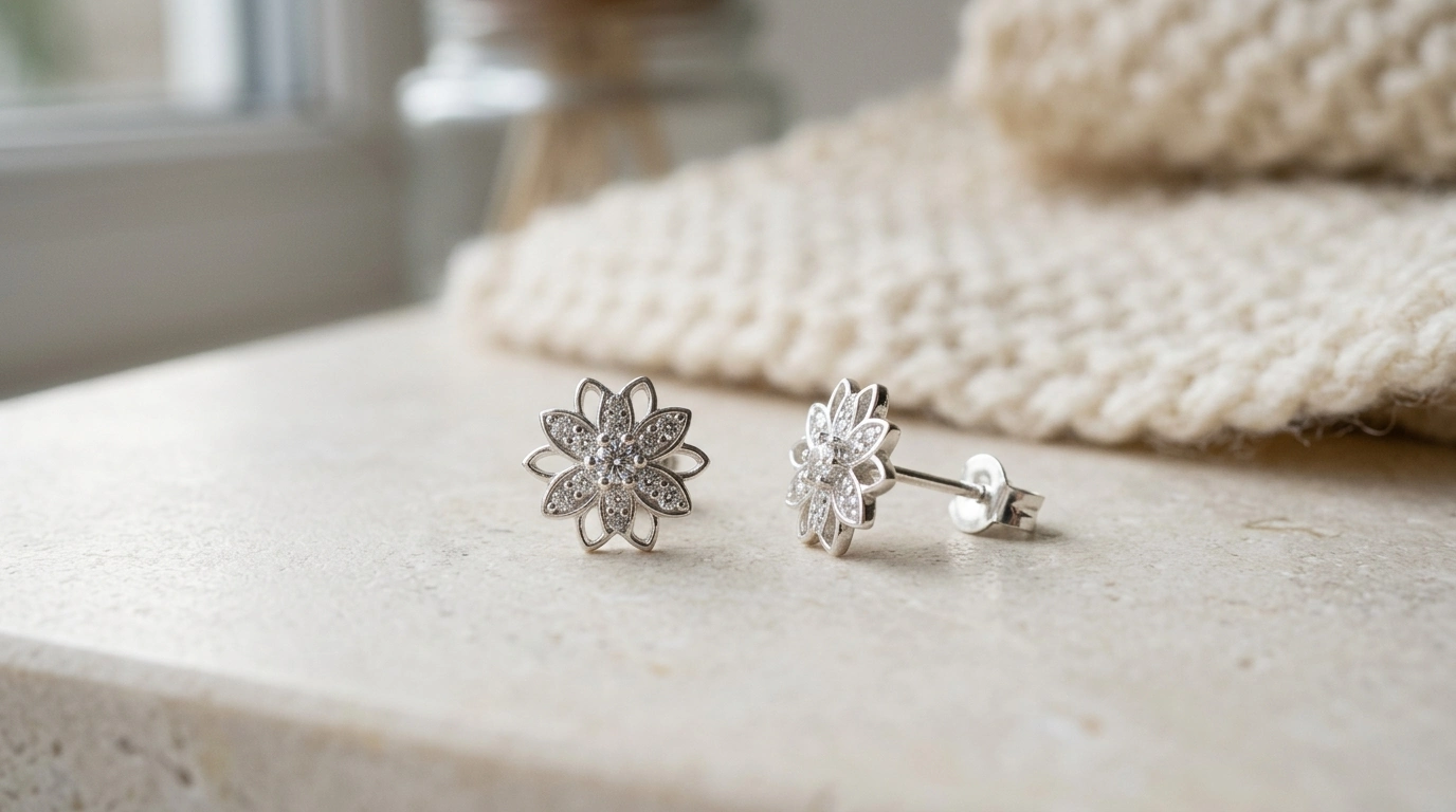 Moissanite Snow-Flower Stud Earrings: Sterling Shine Guide