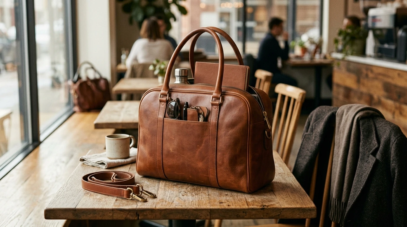 Vintage Leather Bowling Tote: Luxury Everyday Shoulder Bag