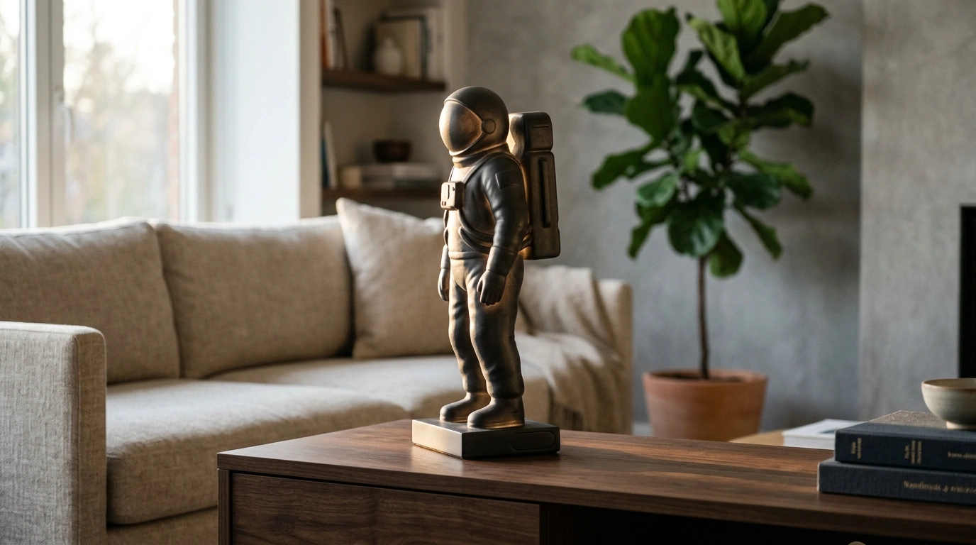 Astronaut Resin Sculpture: Luxury Sound & Light Decor