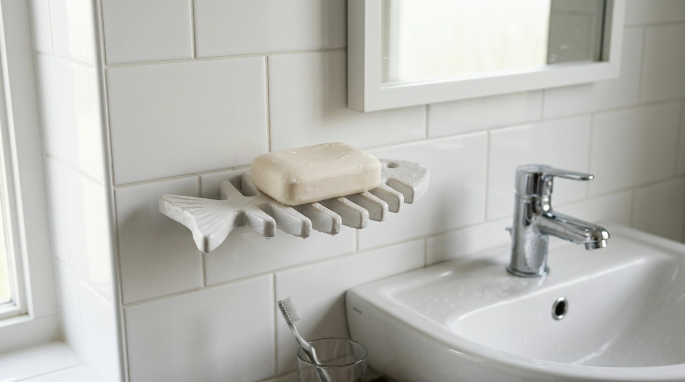 No-Drill Fish Bone Soap Holder: Keep Bars Dry
