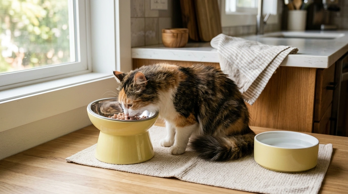 Raised Stainless Steel Pet Bowl: Cute, Clean & Comfy
