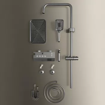 Two-Tone Shower Set: Digital Display & 4-Mode Rain
